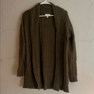 Lucky Brand Open-Front Knit Cardigan in Olive